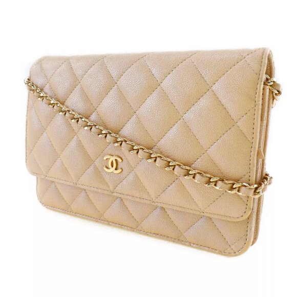 CHANEL Classic Chain Wallet Chain wallet Matelasse Purse beige/Gold Hardwa... - Picture 5 of 9